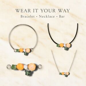 Peridot Opalite Orange Shell Crystal Vibe Bar Minimalist Healing Energy Jewelry